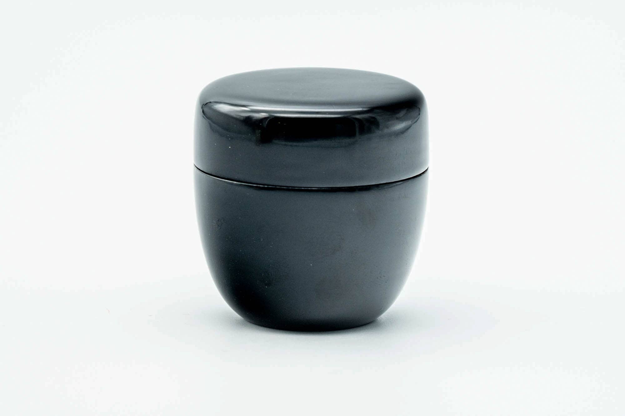 Japanese Natsume - Small Black Urushi Lacquer Tea Caddy with Shifuku Silk Pouch - 40ml