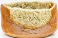 Japanese Matcha Bowl - Green Orange Glazed Flat-Base Wabi-Sabi Chawan - 250ml - side view showing the thick green dripped rim