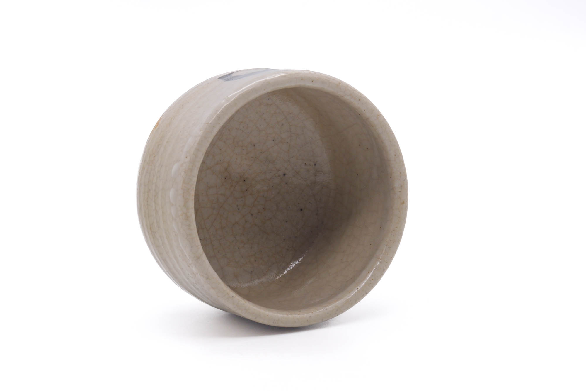 Japanese Matcha Bowl - Beige White Crackled Glaze Chawan - 450ml