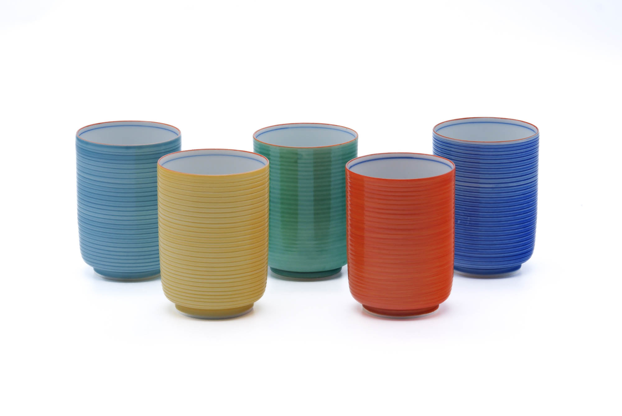 Japanese Teacups - Set of 5 Colourful Arita-yaki Yunomi - 170ml