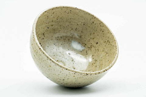 Japanese Matcha Bowl - Beige Brown Speckled Wan-nari Chawan - 250ml