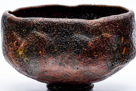 Japanese Matcha Bowl - 加藤石春 Katou Sekishun - Iridescent Glazed Undulating Raku-yaki Chawan - 250ml
