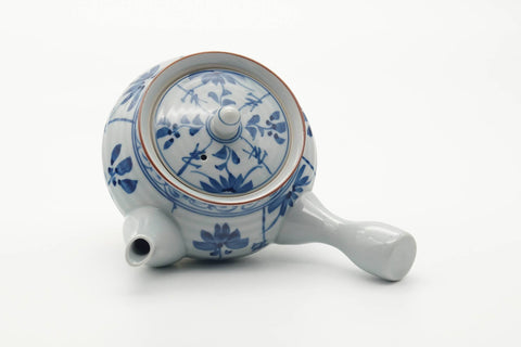Japanese Kyusu - Floral Blue White Porcelain Arita-yaki Teapot - 350ml
