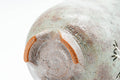 Japanese Matcha Bowl - Standing Crane Grey Pink Gohonte Glazed Winter Chawan with Tomobako Wooden Box - 450ml - close-up of the base and footring