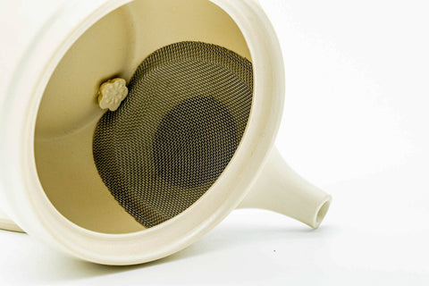 Japanese Kyusu - White Bunny Rabbit Tokoname-yaki Mesh Teapot - 250ml