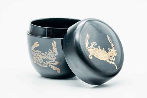 Japanese Natsume - Golden Crab Black Urushi Lacquered Matcha Tea Caddy - 100ml