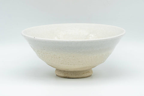 Japanese Matcha Bowl - White Shino Glazed Hira-gata Summer Chawan - 150ml - Tezumi
