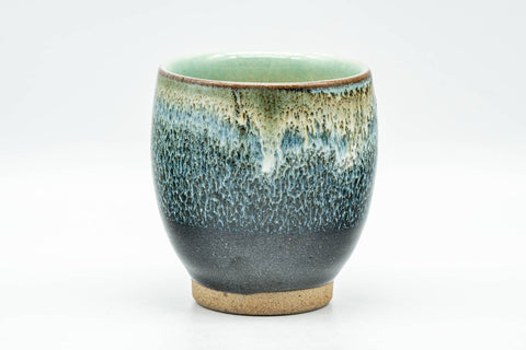 Tezumi — Japanese Teacup - Blue Green Hare's Fur Glazed Yunomi - 140ml — front view