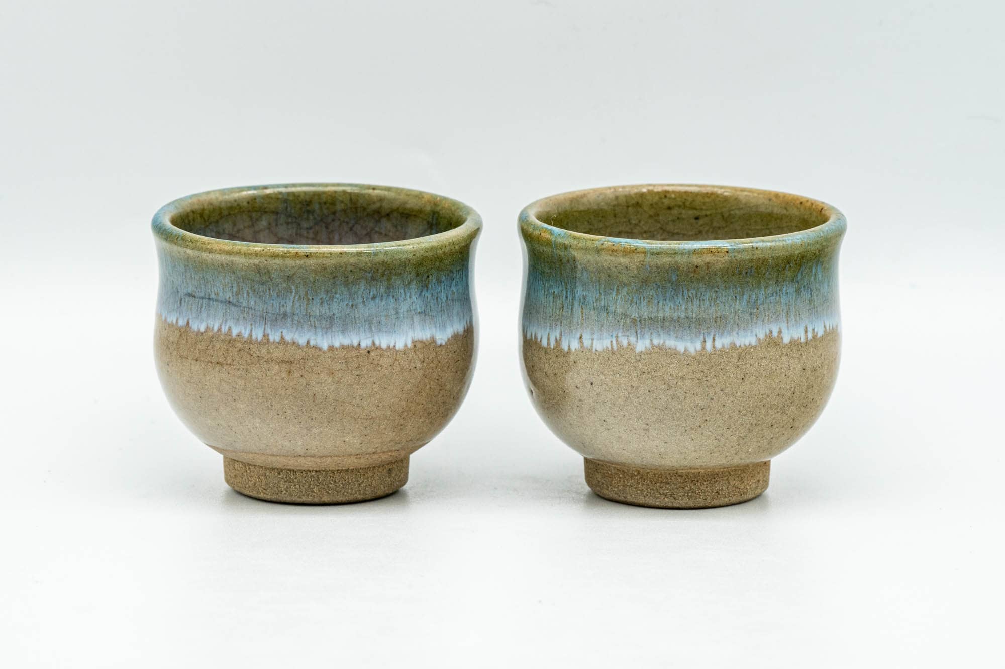 Japanese Teacups - Green Drip-Glazed Agano-yaki Guinomi - 35ml