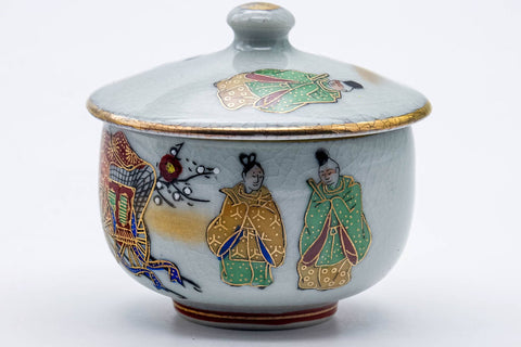 Japanese Teacup - Festive Villagers Kutani-yaki Lidded Yunomi - 120ml