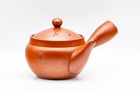 Japanese Kyusu - Kanji Engraved Tokoname-yaki Mesh Teapot - 310ml