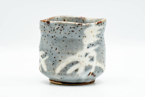 Japanese Teacup - Blue White Shino Glazed Mino-yaki Yunomi - 160ml - front view