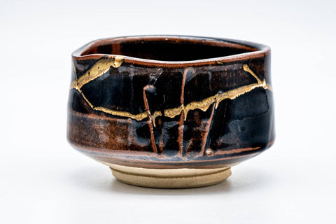 Japanese Matcha Bowl - Abstract Brown Mino-yaki Chawan - 300ml