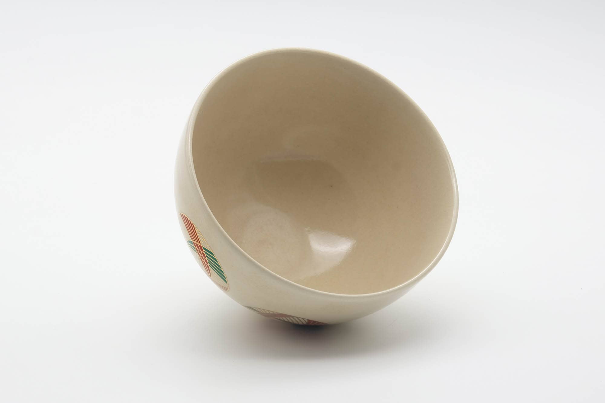 Japanese Matcha Bowl - Geometric Emblemed Kyo-yaki Chawan - 300ml