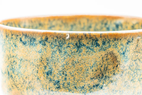 Japanese Matcha Bowl - Blue Green Speckled Hantsutsu-gata Chawan - 400ml