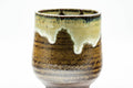 Japanese Teacup - Large Brown Beige Drip-Glazed Yunomi - 240ml - front view of the drip-glaze pattern