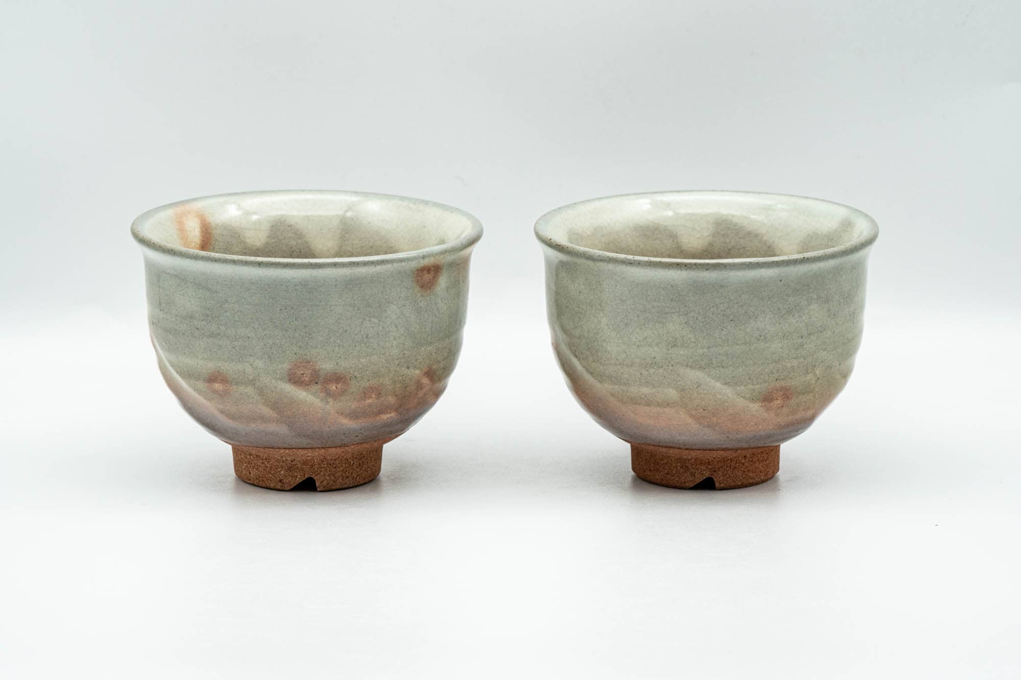 Japanese Teacups - Pair of Beige Pink Gohonte Hagi-yaki Yunomi - 170ml