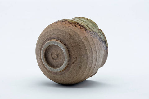 Tezumi — Japanese Teacup - Ash Glazed Floral-Shpaed Shigaraki-yaki Yunomi - 100ml — top-down view of the interior