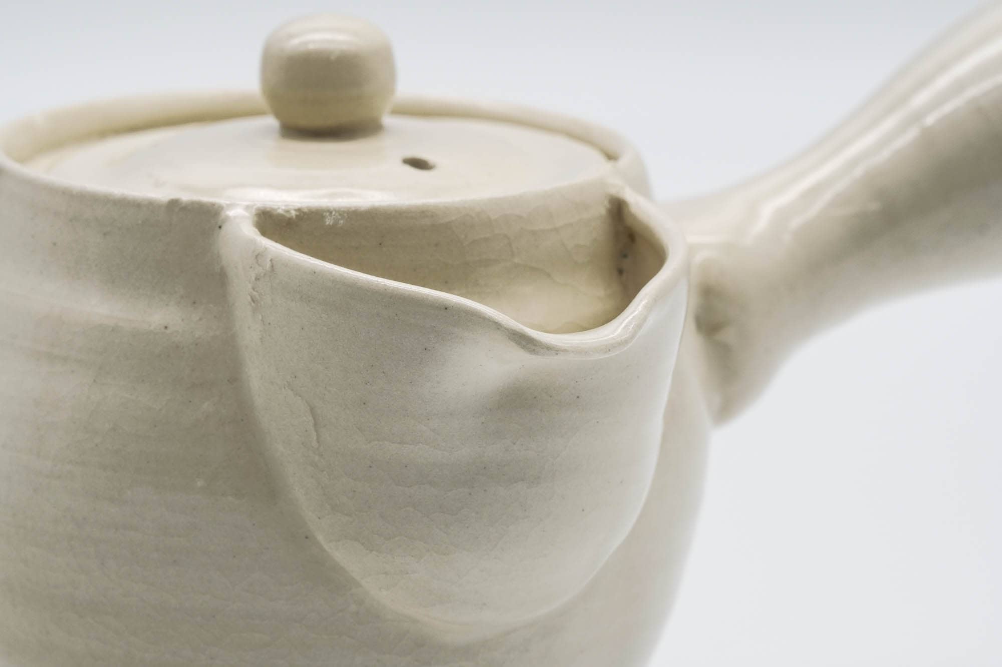 Japanese Kyusu - Wide Spout Beige Glazed Ceramic Teapot - 280ml