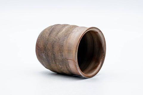 Japanese Teacup - Brown Stoneware Spiraling Bizen-yaki Yunomi - 175ml