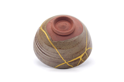 Japanese Matcha Bowl - Gold Black Urushi Kintsugi Drip-Glazed Chawan - 400ml