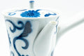 Tezumi — Japanese Kyusu - Blue Floral Arita-yaki Porcelain Debeso Teapot - 300ml — closeup of the decoration
