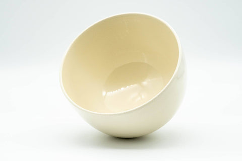 Japanese Matcha Bowl - Beige White Tall Kyo-yaki Chawan - 350ml