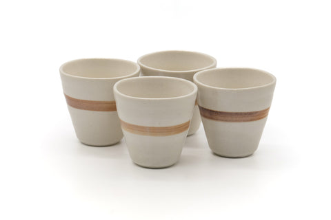 Japanese Tea Set - 4 Yunomi Teacups with Woven Bamboo Basket