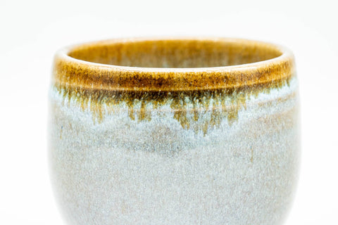 Japanese Teacup - Green Yellow Drip-Glazed Yunomi - 85ml