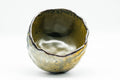 Japanese Matcha Bowl - Black and Yellow Undulating Wabi-Sabi Chawan - 450ml - overhead view looking into the bowl interior