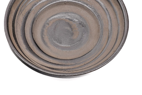 Japanese Chataku - Set of 5 Dark Brown Spiraling Wooden Tea Saucers