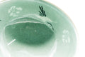 Tezumi — Japanese Matcha Bowl - Green Celadon Glazed Floral Egret Chawan - 150ml — tipped to show the interior