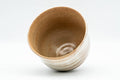 Japanese Matcha Bowl - Beige White Hakeme Glazed Hantsutsu-gata Chawan - 300ml - Tezumi