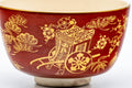 Tezumi — Japanese Matcha Bowl - Bamboo Floral Gold Red Kyo-yaki Chawan - 250ml — closeup of the glaze