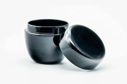 Japanese Natsume - Small Black Urushi Lacquer Tea Caddy with Shifuku Silk Pouch - 40ml