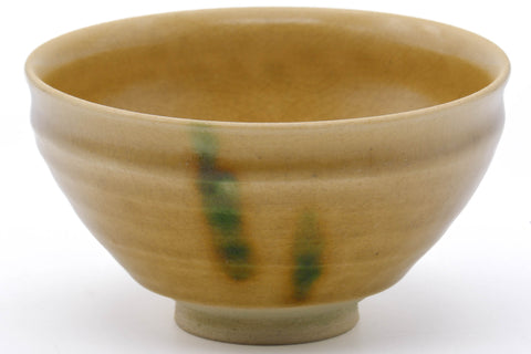 Japanese Matcha Bowl - Yellow Green Striped Ki Seto-yaki Tenmoku-gata Chawan - 350ml
