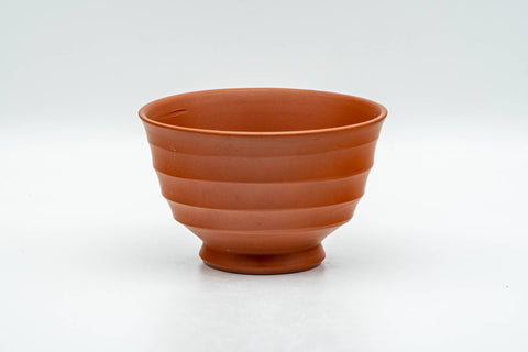 Tezumi — Japanese Teacups - Set of 3 Horizontally Sculpted Tokoname-yaki Yunomi - 90ml — three-quarter view