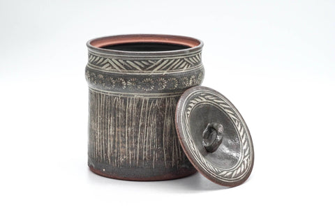 Japanese Mizusashi - Geometric Chrysanthemum Mishima Kiyomizu-yaki Water Container - 1000ml