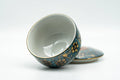 Japanese Teacup - 九谷焼 Floral Aochibu Kutani-yaki Porcelain Lidded Yunomi - 120ml - Tezumi