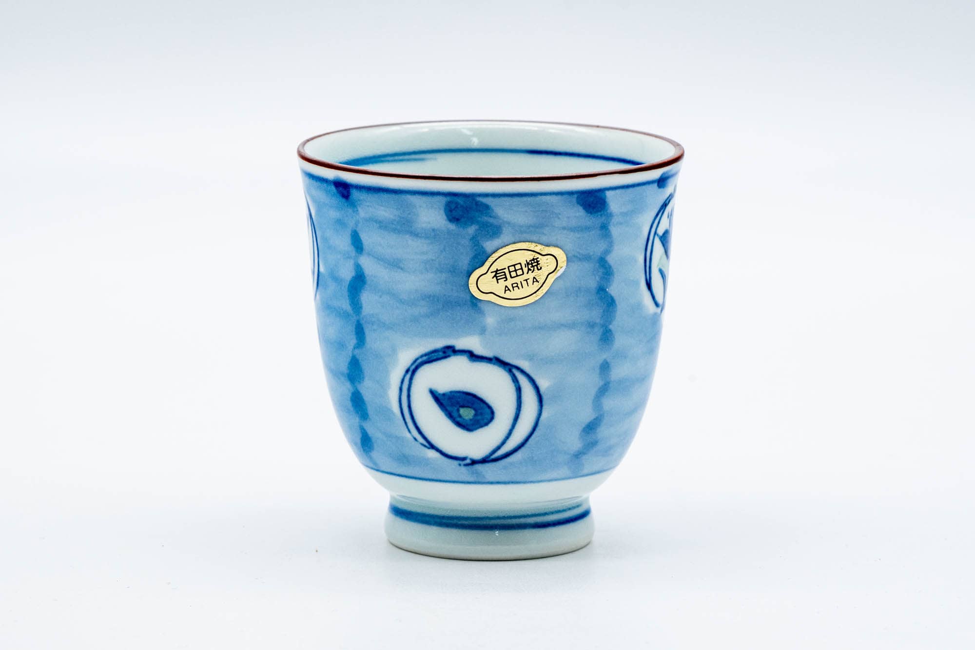 Japanese Teacup - Blue Geometric Arita-yaki Porcelain Yunomi - 160ml