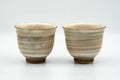 Japanese Teacups - Pair of Beige Pink Glazed Spiraling Yunomi - 150ml - Tezumi