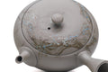 Mogake yakishime unglazed Tokoname kyusu teapot with side handle - top-down view of the lid and body with mogake streaks