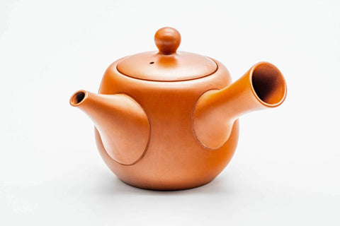 Japanese Kyusu - Calligraphy Engraved Red Shudei Tokoname-yaki Ceramic Filter Teapot - 350ml