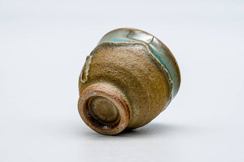 Japanese Teacup - Yellow Blue Drip-Glazed Textured Guinomi - 50ml