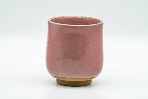 Tezumi — Japanese Teacup - Pink Purple Kanji Celadon Glazed Yunomi - 130ml — front view from another angle