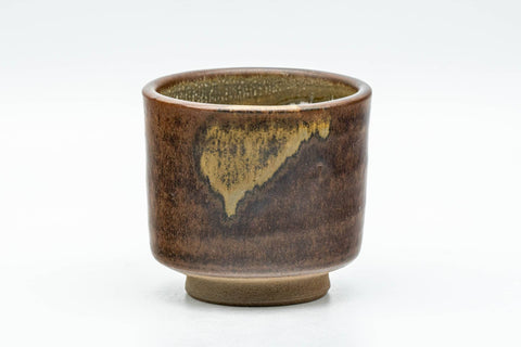 Tezumi — Japanese Teacup - Brown Drip- and White Inner-Glazed Yunomi - 100ml — front view