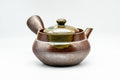 Top-front view showing the lid, side handle and short spout.