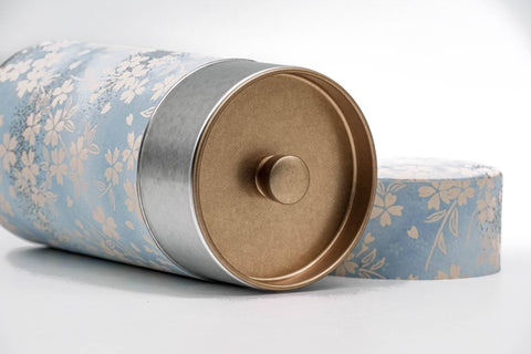Blue Beige Sakura Washi Tea Canister - 200g