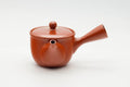 Tezumi — Japanese Kyusu - Painted Plum Blossom Tokoname-yaki Mesh Filter Teapot - 200ml — three-quarter view from the opposite side