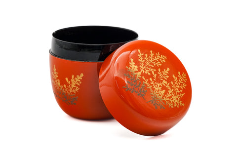 Japanese Natsume - Gold Maki-e Red Lacquer Matcha Tea Caddy